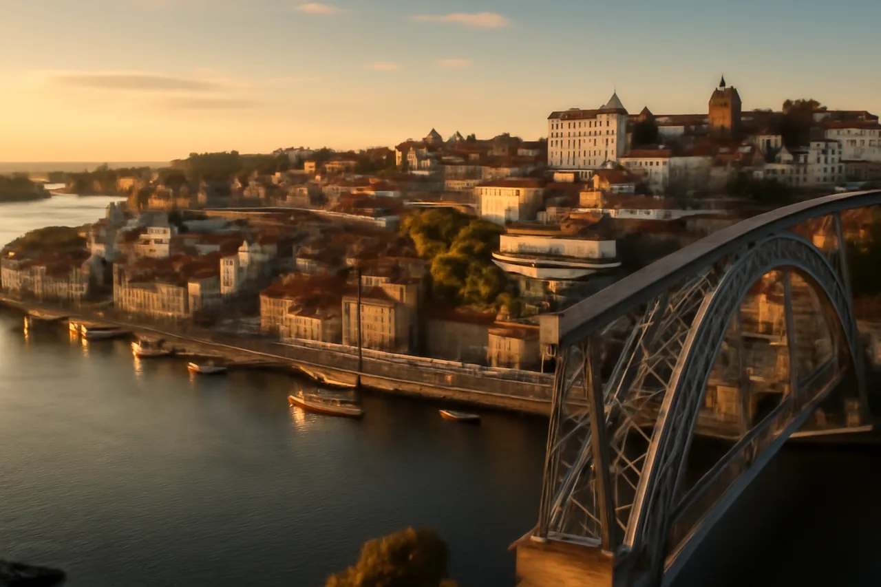 ponts majestueux surplombant le Douro et toits de tuiles orange à Porto
